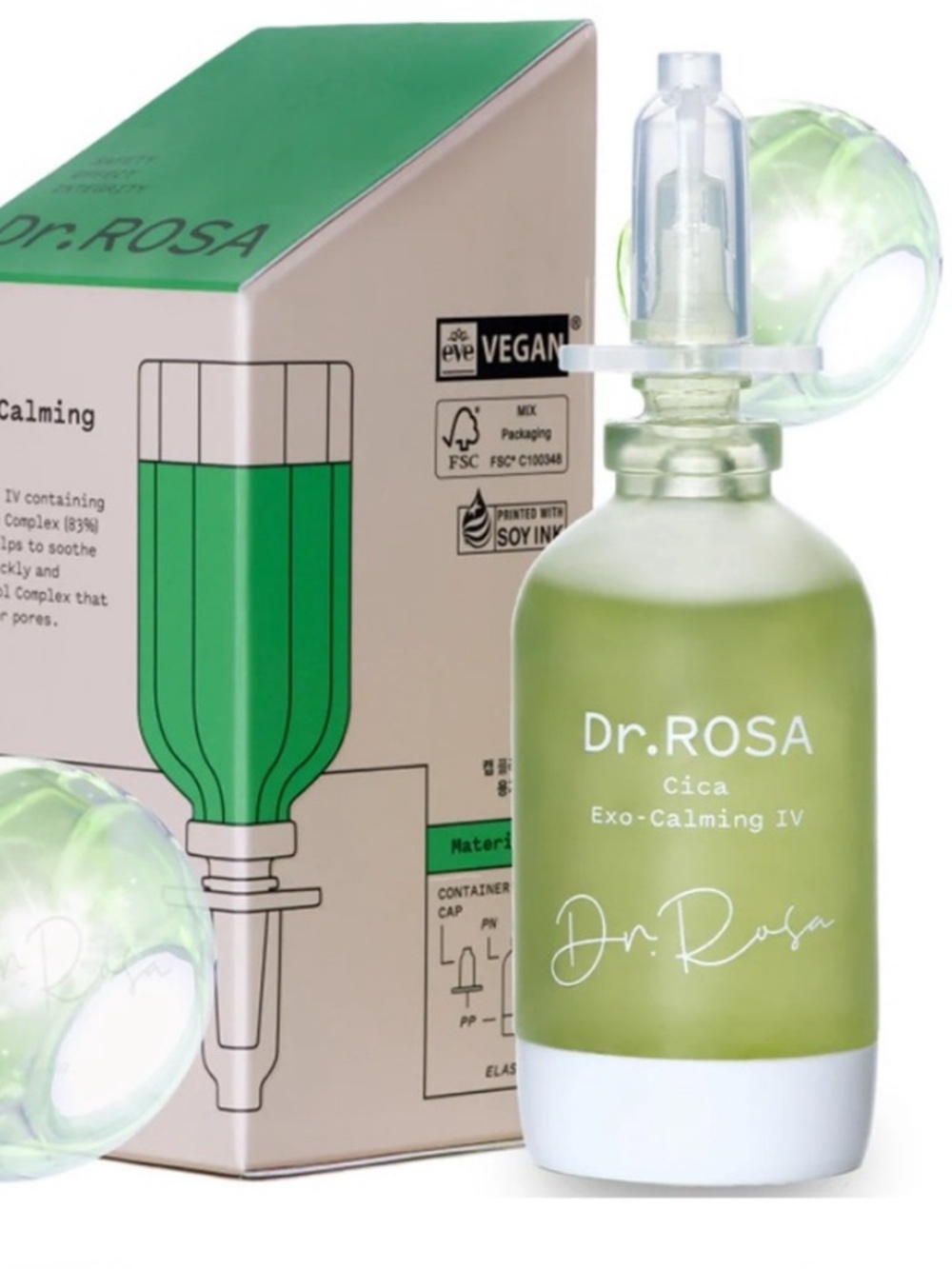 Dr. ROSA Cica Exo-Calming IV Serum - Green & Cream Box
